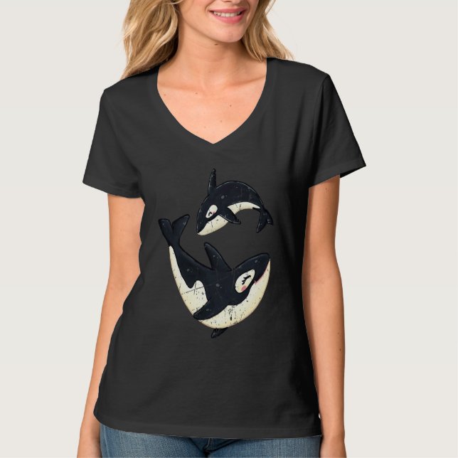 Men Women Happy Orcas Killer Whale Cute Orca Lover T-Shirt (Vorderseite)