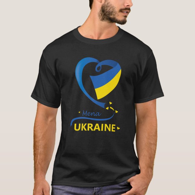 Mena Ukraine National Flag Herz Emblem Wappen T-Shirt (Vorderseite)