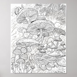 Menagerie der Pilzkolorierungspapiere Poster