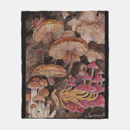 Menagerie von Mushrooms Fleece Blanket