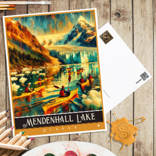 Mendenhall Lake, Alaska Vintage Gemälde Postkarte