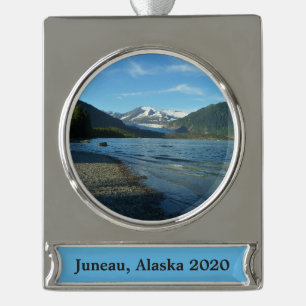Mendenhall See Juneau Alaska Landschaft Banner-Ornament Silber