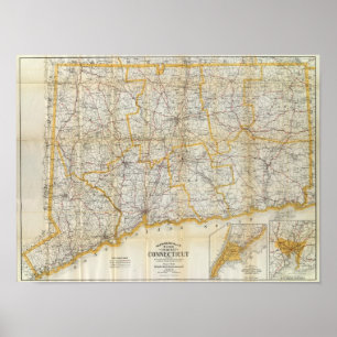 Mendenhall's Guide, Road Map Connecticut Poster