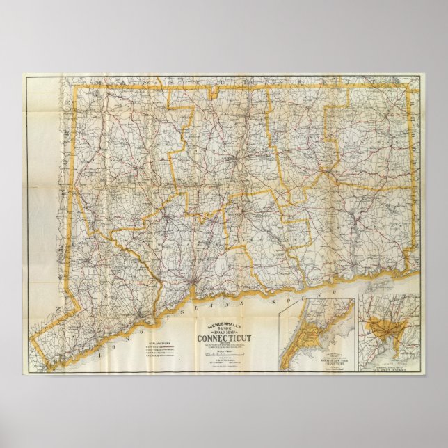 Mendenhall's Guide, Road Map Connecticut Poster (Vorne)