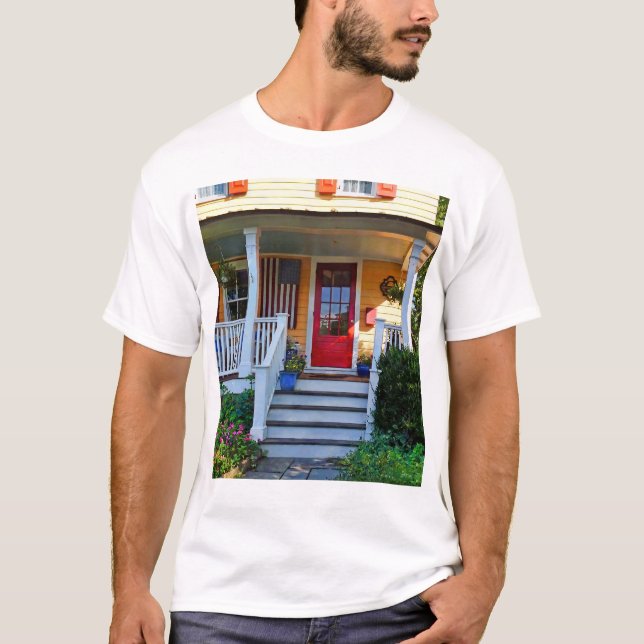 Mendham NJ - Veranda mit hölzerner amerikanischer  T-Shirt (Vorderseite)