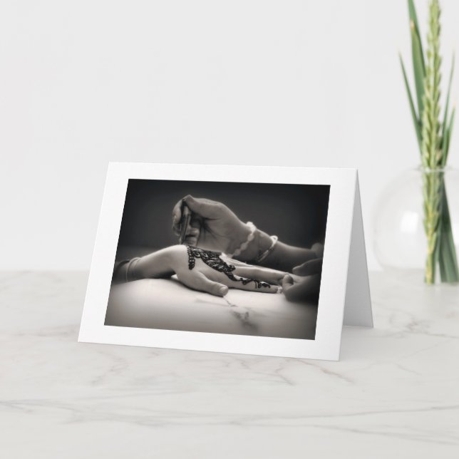 Mendhi Hennastrauch-Gruß-Karte (mit Grenze) Karte (Vorderseite)