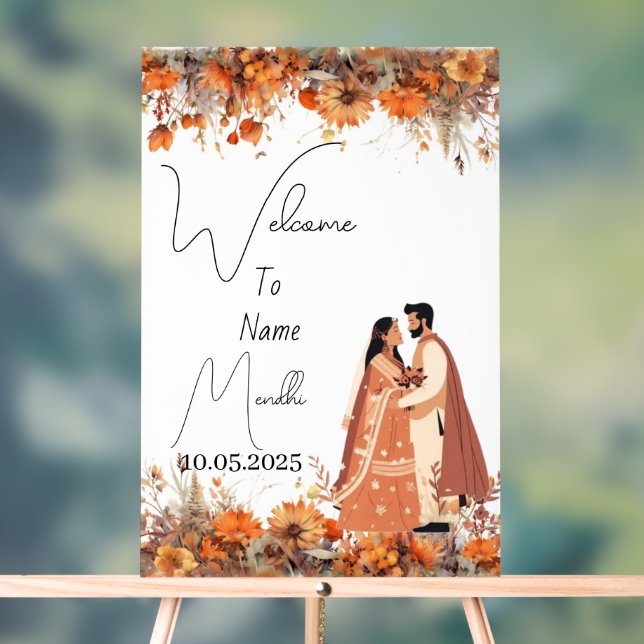 Mendhi-Zeichen für Burnorange Acrylschild (Neutral)