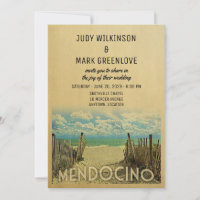 Mendocino Beach Vintage Hochzeit Einladung