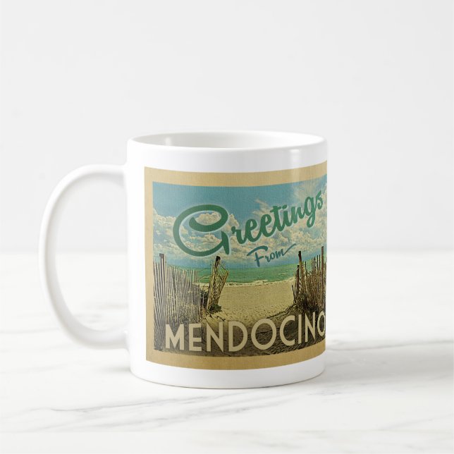 Mendocino Beach Vintage Reise Kaffeetasse (Links)