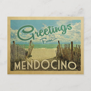 Mendocino Beach Vintage Reise Postkarte