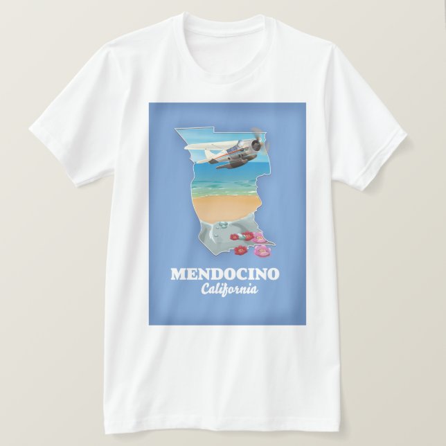 Mendocino California Karte T-Shirt (Design vorne)