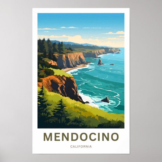 Mendocino California Travel Print Poster (Vorne)