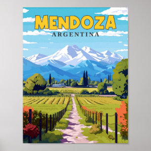 Mendoza Argentinien Vintage-Reiseillustration Poster