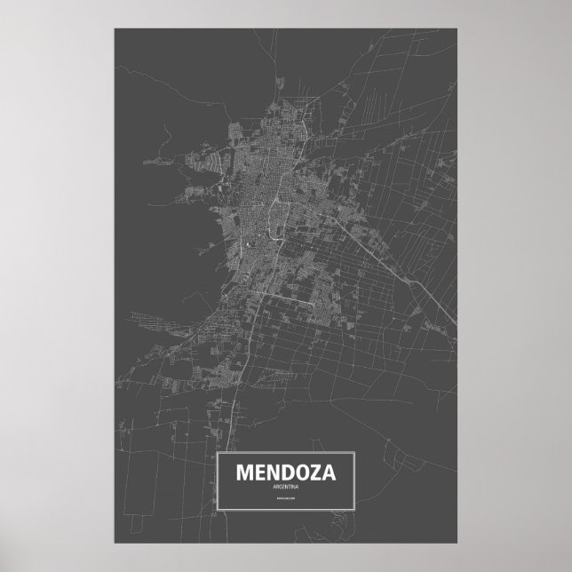 Mendoza, Argentinien (weiß auf schwarz) Poster (Vorne)