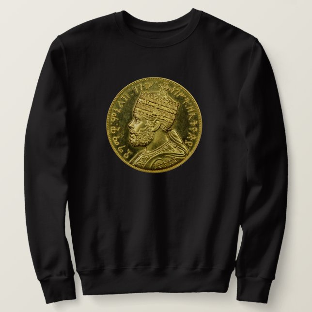 Menelik II Rastafari Emperor Rasta Roots Sweater Sweatshirt (Design vorne)