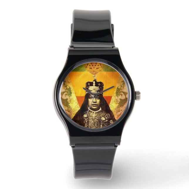 Menen Asfaw Haile Selassie HIM Jah Rastafari  Armbanduhr (Vorderseite)