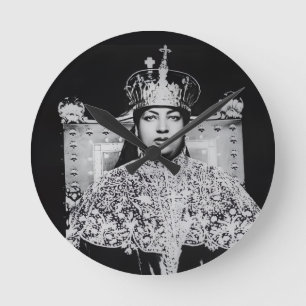 Menen Asfaw Haile Selassie HIM Jah Rastafari Runde Wanduhr
