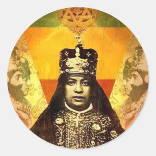Menen Asfaw Haile Selassie HIM Jah Rastafari Runder Aufkleber