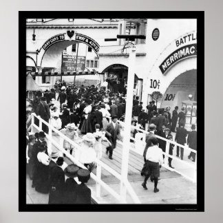 Menge auf dem Coney Island Boardwalk 1912 Poster