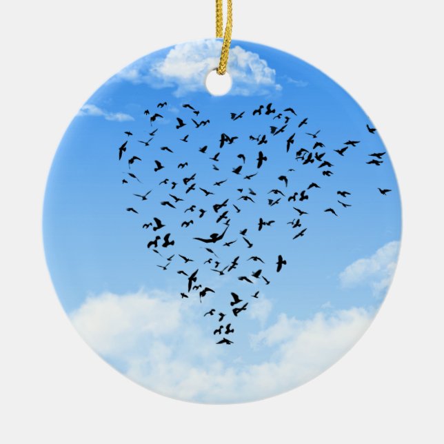 Menge des Vogel-Liebe-Herzens Keramikornament (Vorne)