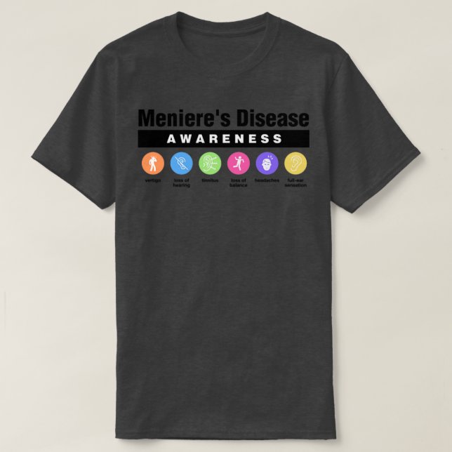 Menieres Disability Awareness Symptome T-Shirt (Design vorne)