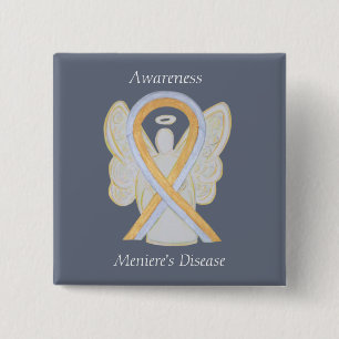 Meniere's Disease Awareness Ribbon Angel Button