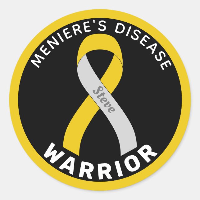 Meniere's Disease Warrior Ribbon Black Runder Aufkleber (Vorderseite)