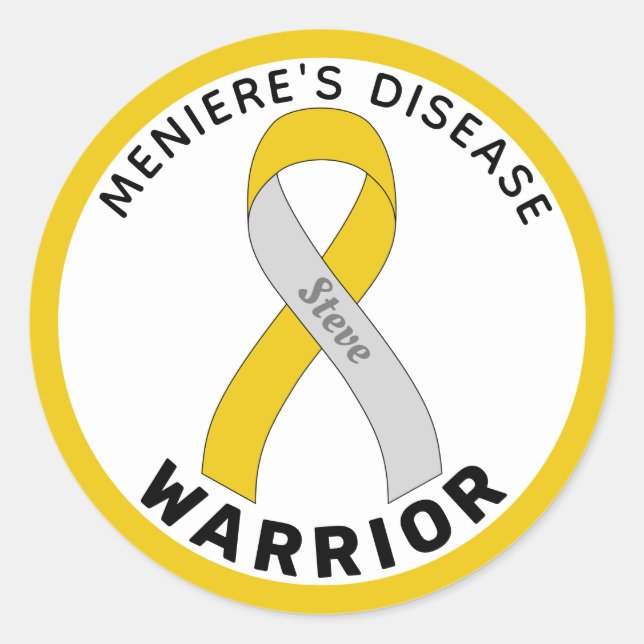 Meniere's Disease Warrior Ribbon White Runder Aufkleber (Vorderseite)