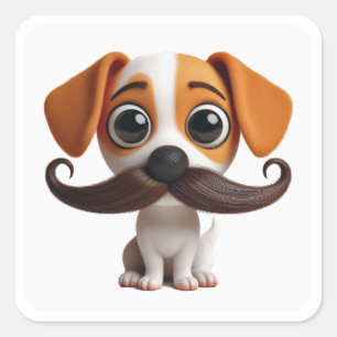 Menjou Mustache Puppy - Aufkleber