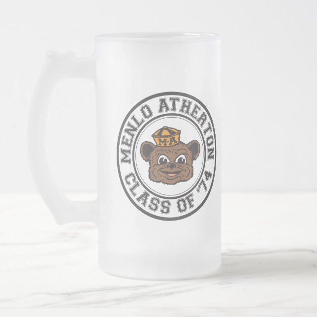 Menlo-Atherton Highschool Klasse von Bier-Tasse Mattglas Bierglas (Links)