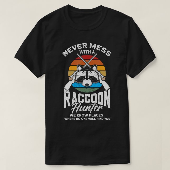 Mennenfalle Jagd Retro Coon Hunter Raccoon Huntin T-Shirt (Design vorne)