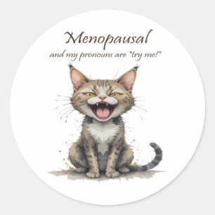 Menopause Humor Gestresste Wütende Katze Runder Aufkleber