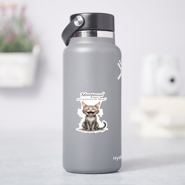 Menopause Humor Stressed Angry Cat Aufkleber (HydroFlask)
