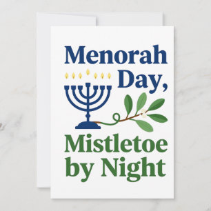 Menora bei Tag Mistelzweig bei Nacht Christmukkah Einladung
