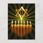 Menorah And Star Feiertagspostkarte<br><div class="desc">Menorah and star over the black background © and® Bigstock® - All Rights Reserved.</div>
