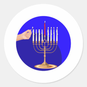 Menorah auf Blue Runder Aufkleber