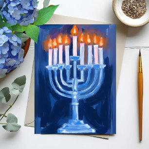 Menorah Blau Chanukka Feiertagspostkarte
