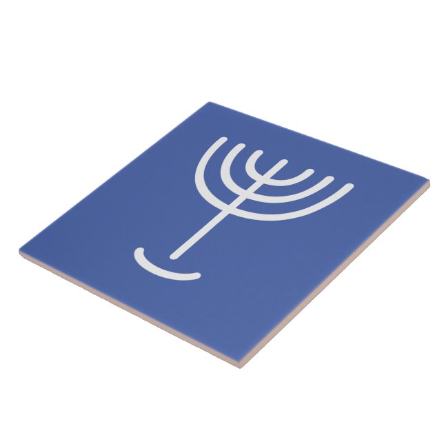 Menorah Blue White Fliese (Seite)