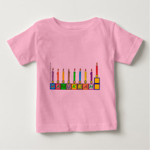 Menorah die Blöcke Chanukka-Kinder Baby T-shirt