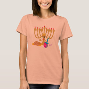 Menorah & Dreidel Navy Long Sleeves T - Shirt