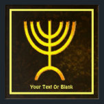 Menorah Flame Acryl Wandkunst<br><div class="desc">Eine braune und goldene digitale Darstellung der jüdischen siebenverzweigten Menorah (Hebräisch: מְ נ וֹ רָ ). Fügen Sie Ihren eigenen Text hinzu. Die siebenverzweigte Menorah, die im tragbaren Set von Moses in der Wildnis und später im Tempel in Jerusalem verwendet wird, ist seit der Antike ein Symbol des Judentums und...</div>