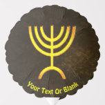 Menorah Flame Ballon<br><div class="desc">Eine braune und goldene digitale Darstellung der jüdischen siebenverzweigten Menorah (Hebräisch: מְ נ וֹ רָ ). Fügen Sie unseren eigenen Text hinzu. Die siebenverzweigte Menorah, die im tragbaren Set von Moses in der Wildnis und später im Tempel in Jerusalem verwendet wird, ist seit der Antike ein Symbol des Judentums und...</div>