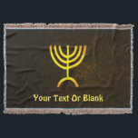 Menorah Flame Decke<br><div class="desc">Eine braune und goldene digitale Darstellung der jüdischen siebenverzweigten Menorah (Hebräisch: מְ נ וֹ רָ ). Fügen Sie Ihren eigenen Text hinzu. Die siebenverzweigte Menorah, die im tragbaren Set von Moses in der Wildnis und später im Tempel in Jerusalem verwendet wird, ist seit der Antike ein Symbol des Judentums und...</div>