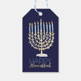 Menorah Gift Tag - Navy Blue Geschenkanhänger