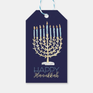 Menorah Gift Tag - Navy Blue Geschenkanhänger