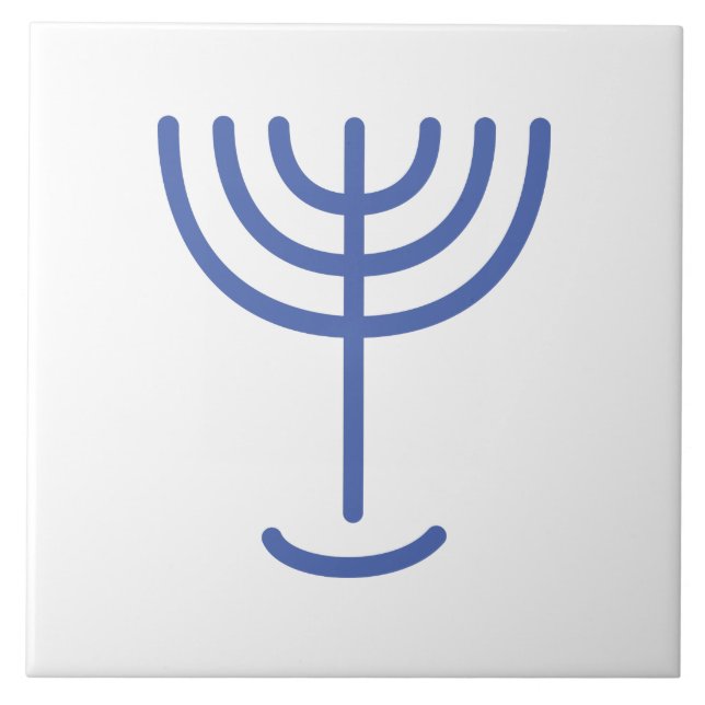 Menorah Gold-Look Blue White Fliese (Vorderseite)