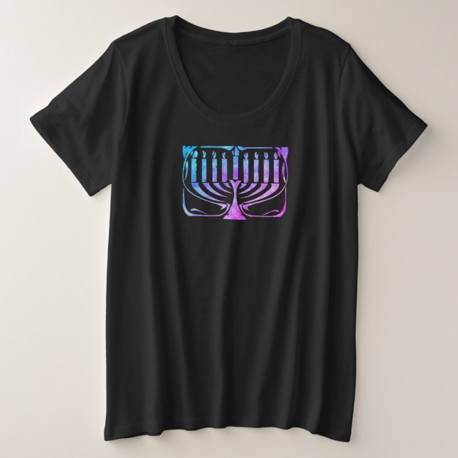 Menorah Hannukah Große Größe T-Shirt (Design vorne)