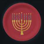 Menorah Hanukkah Blaue Kerzen Elegant Pappteller<br><div class="desc">Imitate Goldfolie menorah Kerzen für Ihre Hanukka Feier. Whimsical menorah Illustration mit weißen Sternen bedeckte Himmelskerzen auf einem Imitat Gold menorah Kerzenständer. Menorah elegante Sterne Hanukkah illustrierte Design Geschenke und Papierprodukte.</div>