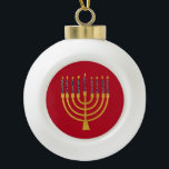 Menorah Hanukkah Blaue Kerzen Zeichnend Keramik Kugel-Ornament<br><div class="desc">Imitate Goldfolie menorah Kerzen für Ihre Hanukka Feier. Whimsical menorah Illustration mit weißen Sternen bedeckte Himmelskerzen auf einem Imitat Gold menorah Kerzenständer. Menorah Sterne Hanukkah illustrierte Design Geschenke und Papierprodukte.</div>