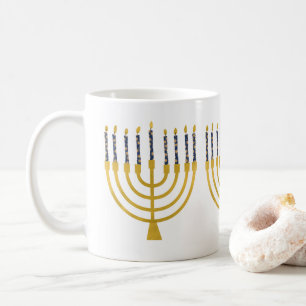 Menorah Hanukkah Blue Candles Kaffeetasse